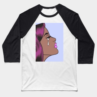 Pop Art Crying Girl Baseball T-Shirt